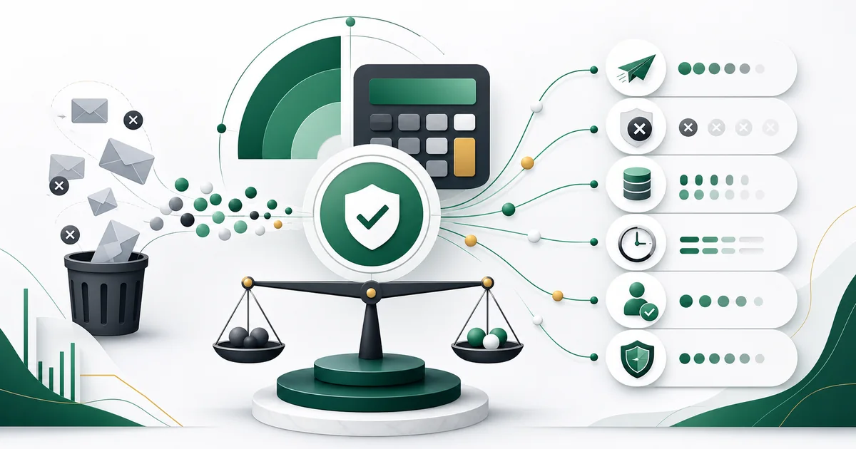 Email verification cost model connecting checks, saved sends, reduced bounces, cleaner CRM data, and protected campaigns